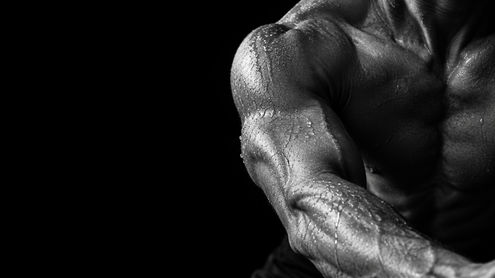 Close study of an athlete’s shoulder and arm